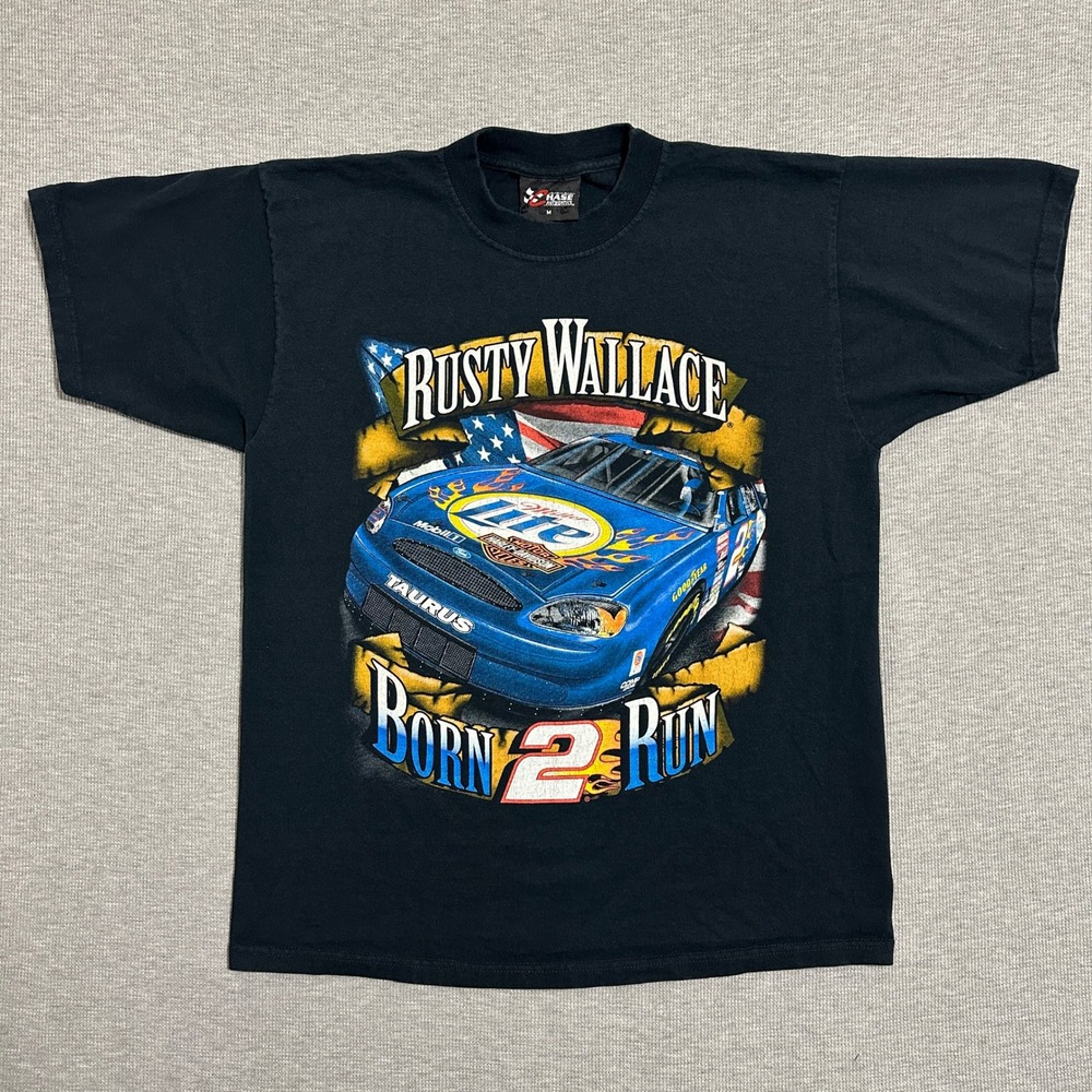 Chase Authentics Rusty Wallace Miller Lite Harley Davidson T-Shirt Black M